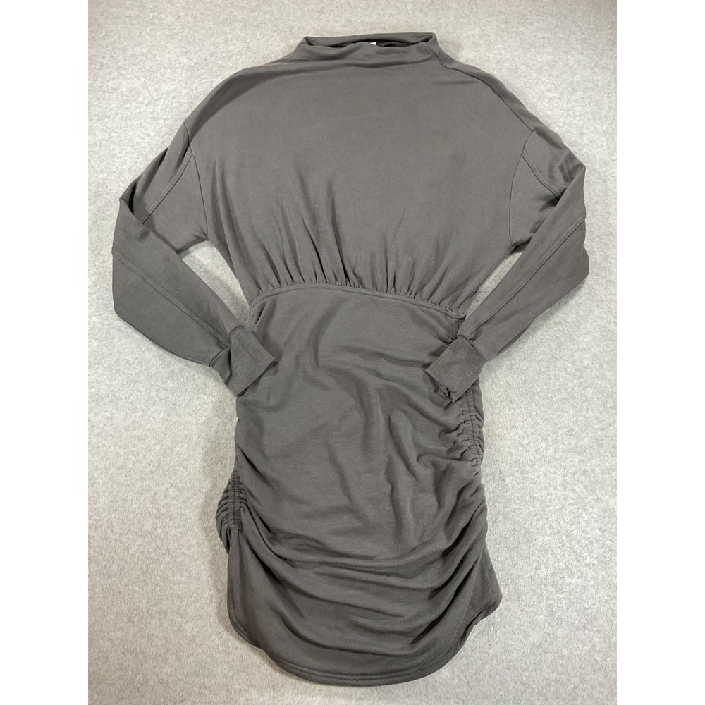 Daily Practice Anthropologie Ruched Mini Dress Charcoal Cutout Back Size M 2859